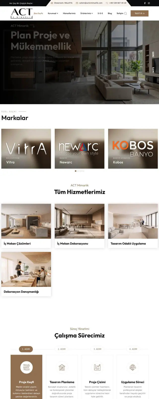 Act İç Mimarlık web sitesi ekran görüntüsü