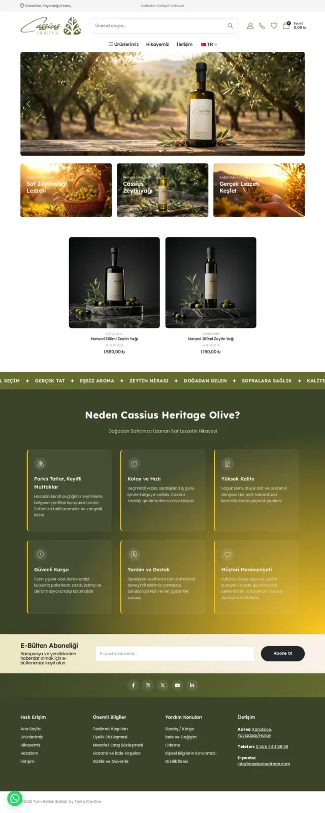 Cassius Heritage web sitesi ekran görüntüsü