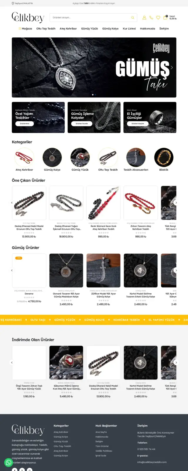 Çelik Bey Tesbih web sitesi ekran görüntüsü