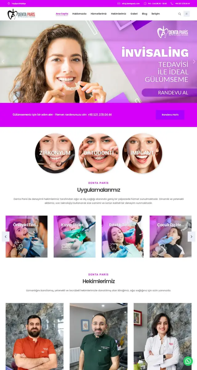 Denta Paris Ağız ve Diş Sağlığı web sitesi ekran görüntüsü