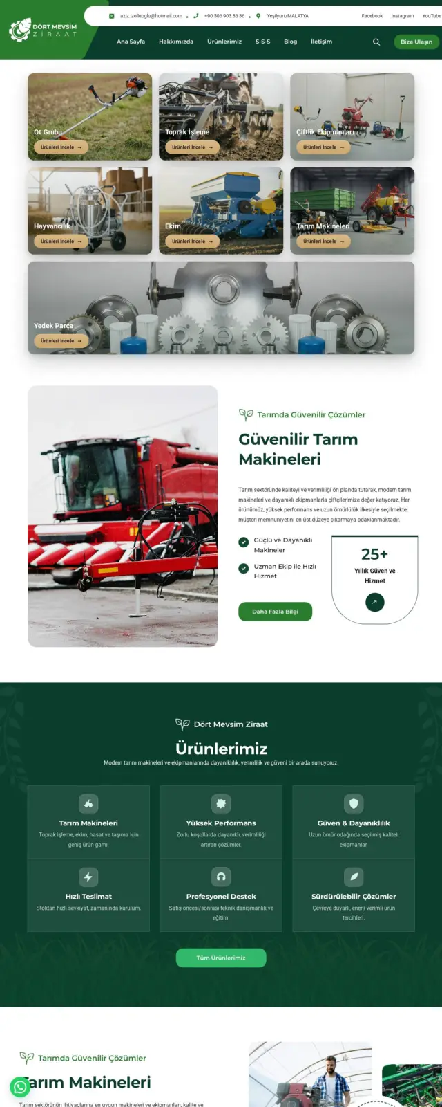 Dört Mevsim Ziraat web sitesi ekran görüntüsü