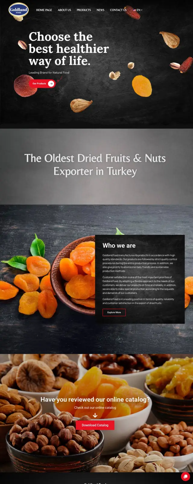 Goldland Food web sitesi ekran görüntüsü