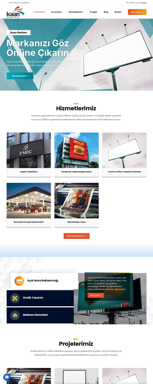 Kaan Reklam web sitesi ekran görüntüsü