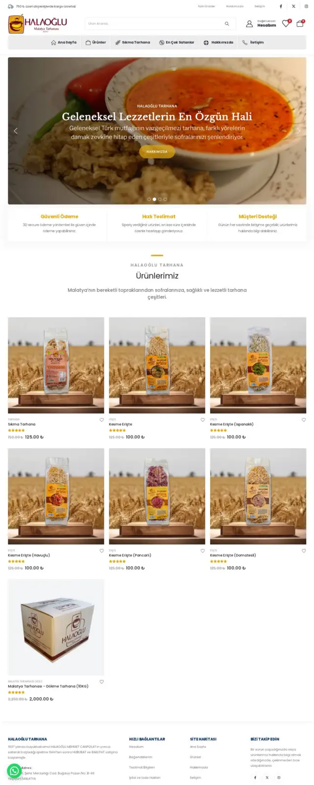 Malatya Tarhanası web sitesi ekran görüntüsü
