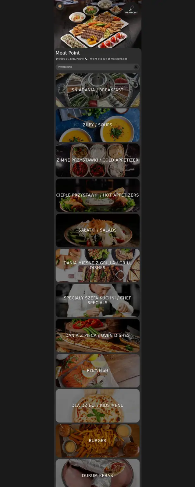 Meat Point QR Menü web sitesi ekran görüntüsü