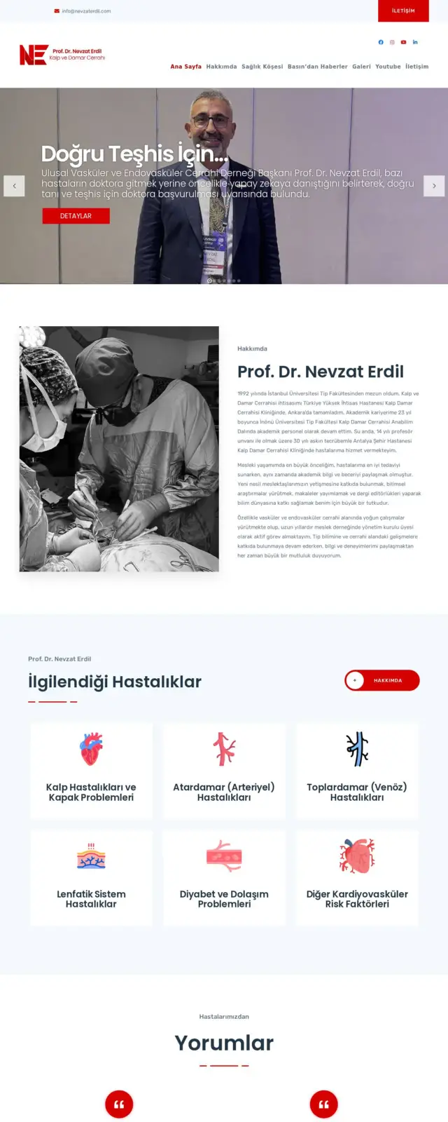 Prof. Dr. Nevzat Erdil web sitesi ekran görüntüsü