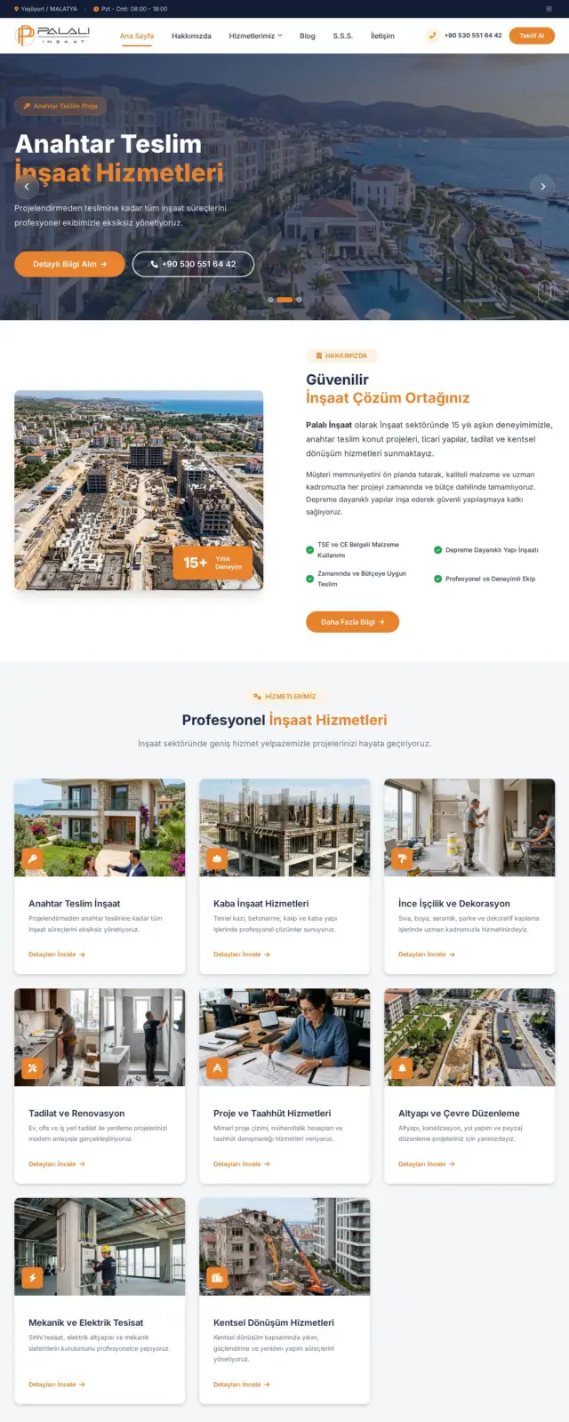 Palalı İnşaat web sitesi ekran görüntüsü