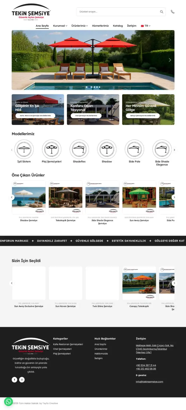 Tekin Şemsiye web sitesi ekran görüntüsü