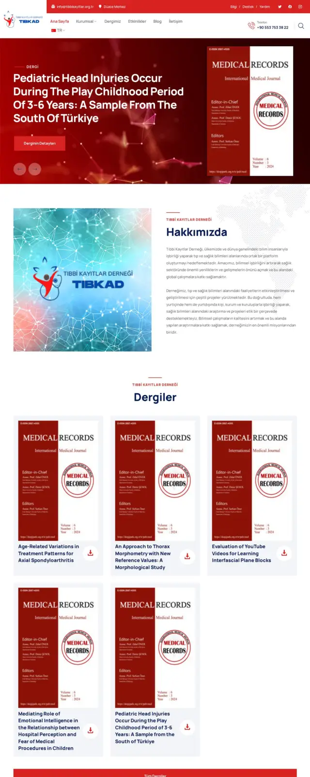 Tıbbi Kayıtlar Derneği web sitesi ekran görüntüsü