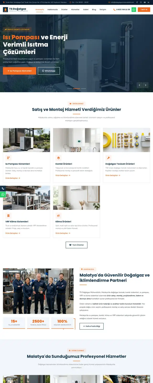TS Doğalgaz Mühendislik web sitesi ekran görüntüsü
